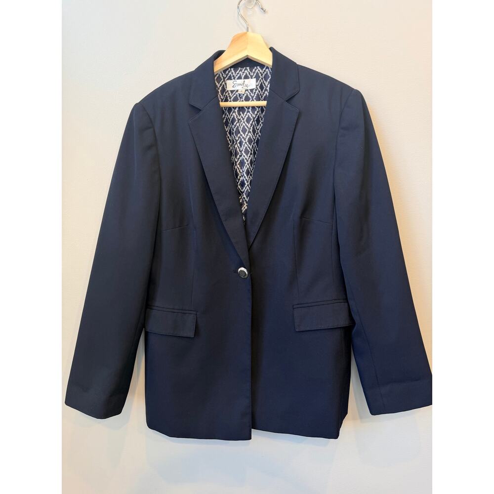 Emily Navy Blue Women’s Single-Breasted One-Button Blazer Jacket Women’s Size 14